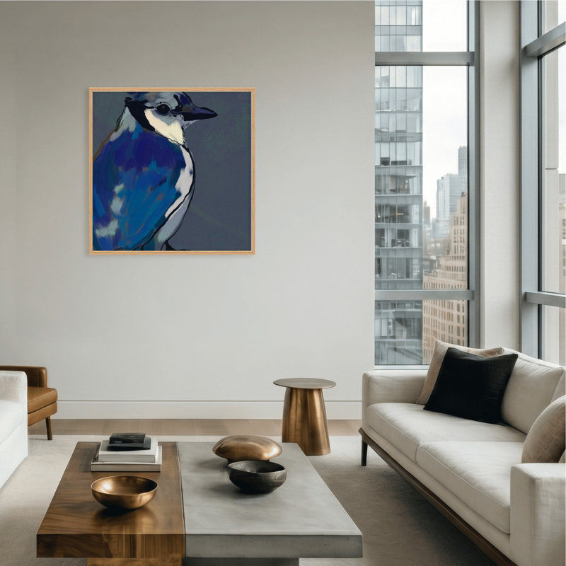 Nature Inspired Azure Aviary by Chichi Décor, 16" H x 16" W, Framed Canvas, Brown