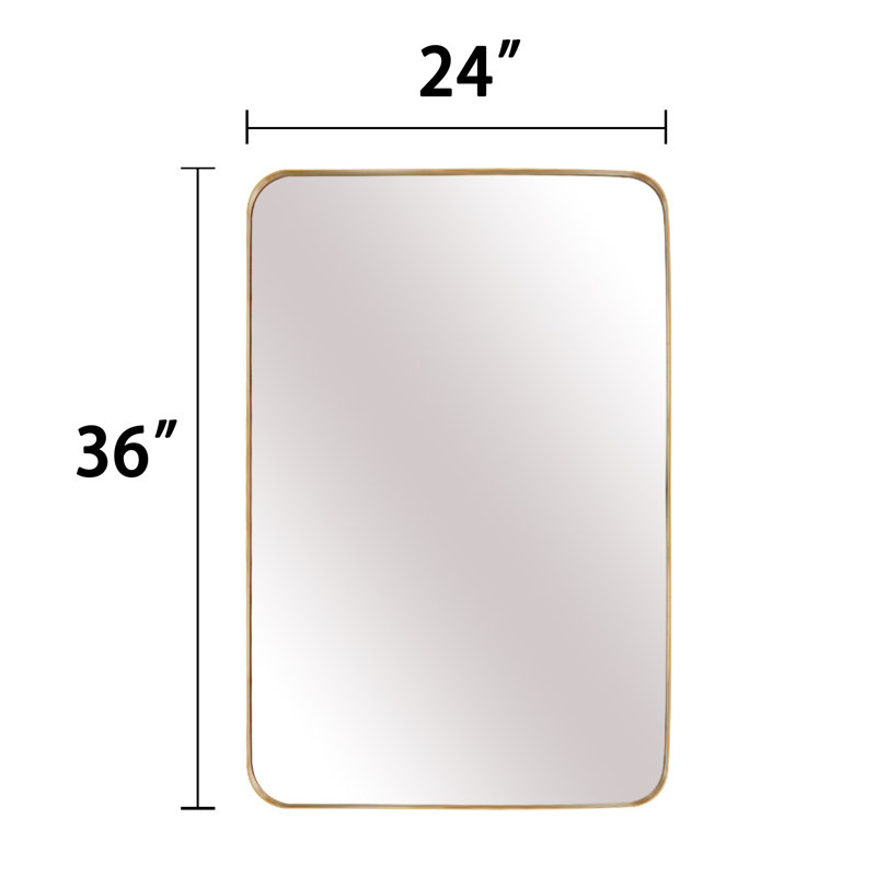 Eitzen Rectangle Wall Mirror High-Strength Tempered Glass and  Stainless Steels Framed Wall Mirror Accent Mirror, 36" x 24"