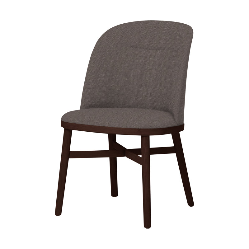 Bund Upholstered Dining Chair, Dark Brown Oak, Newcastle Black New 65