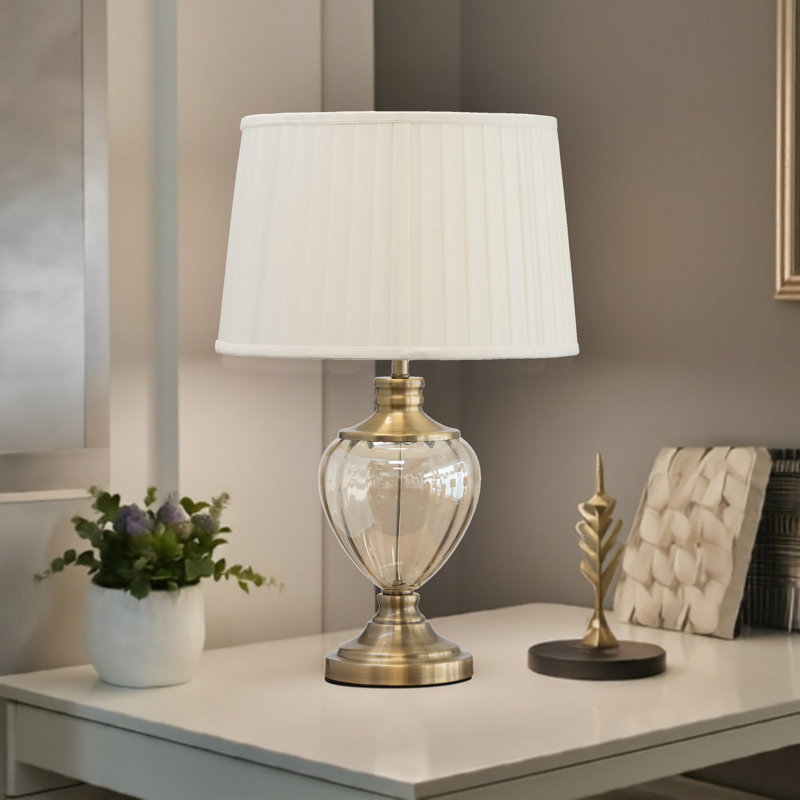 Wausa 58cm  Antique & Amber Glass Classic Table Lamp