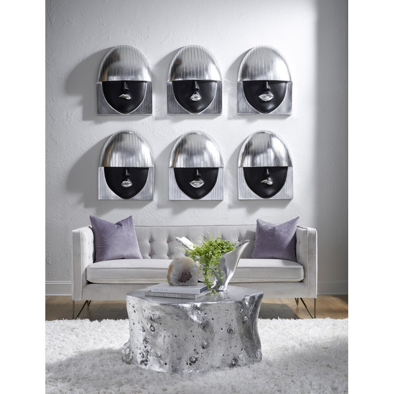 Fashion Faces Wall Art Large Pout Black/Silver Leaf