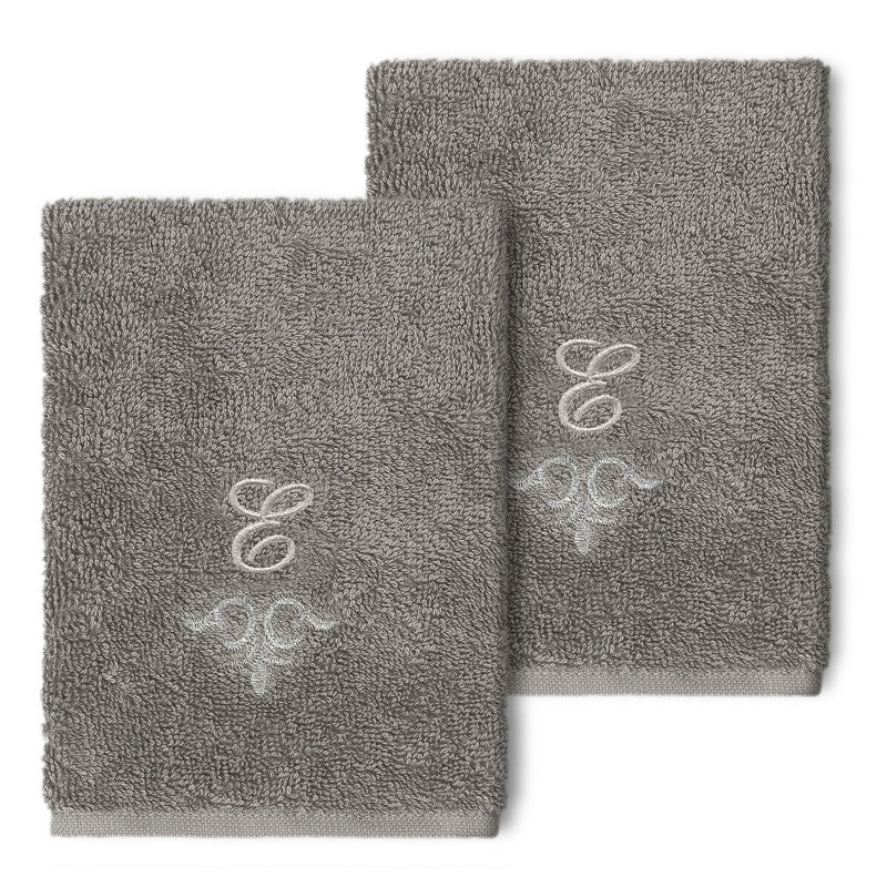 Monica Turkish Cotton Washcloth, Dark Gray, E