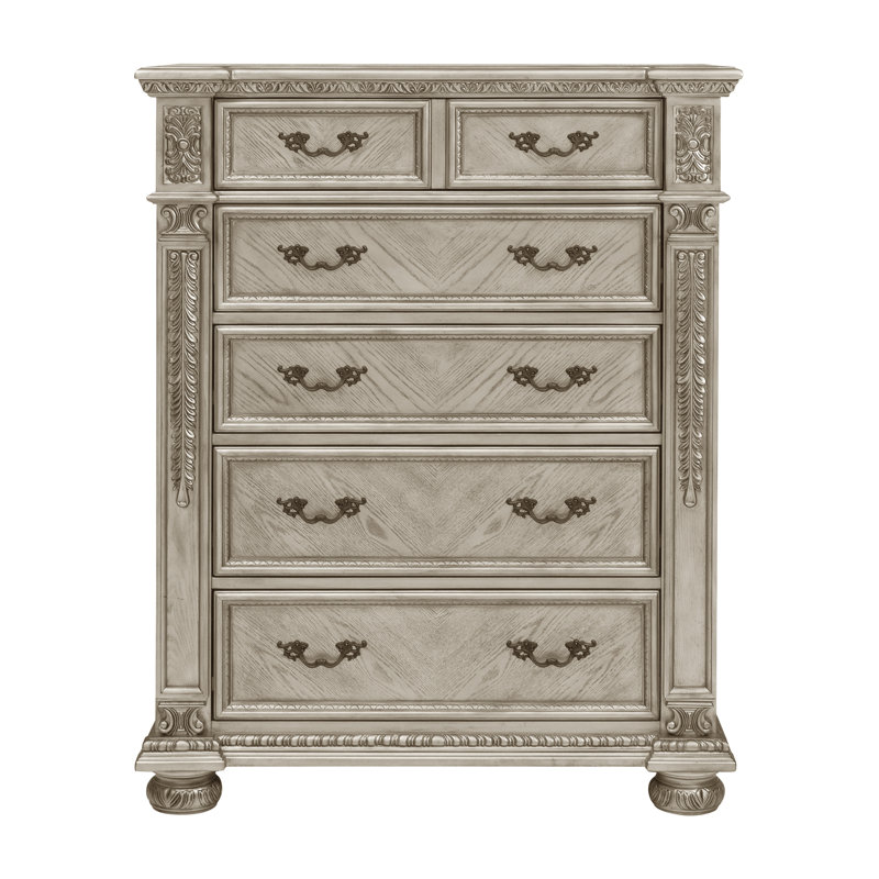 Commode 6 tiroirs 42 po Amonni, Doré platine
