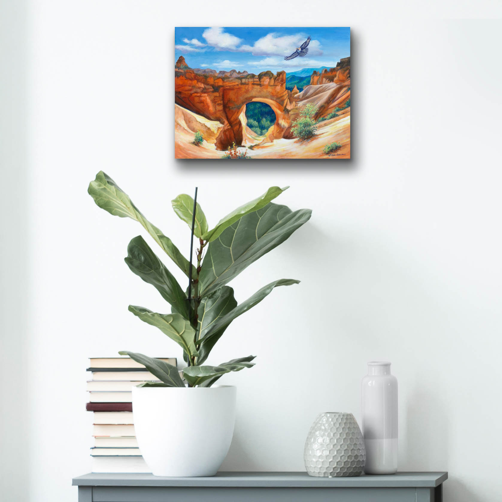 Union Rustic Hawk Over Bryce Canyon' by John Zaccheo, Acrylic Glass