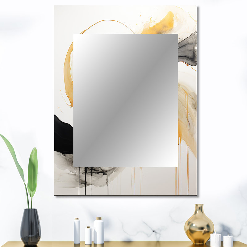 Immersion Dance Watercolor In Gold And Yellow - Abstract Painting Unique Mirror, Modern Large Wall Mirror, Printed Metal Art