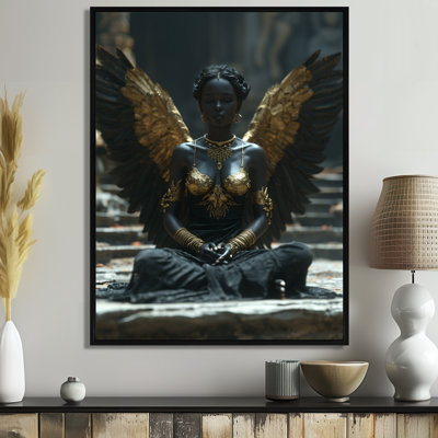 Black Gold Angel - Wings Angel Wall Art Living Room