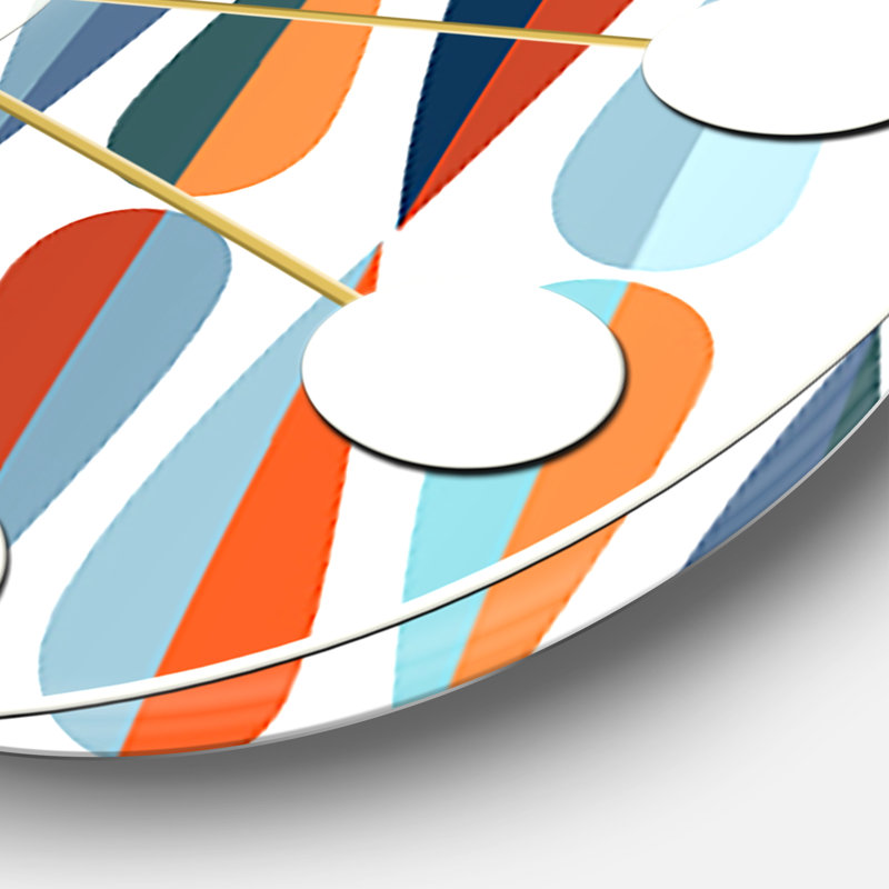 Horloge murale rétro rétro G - V Mid-Century, Petit, Blanc / Orange