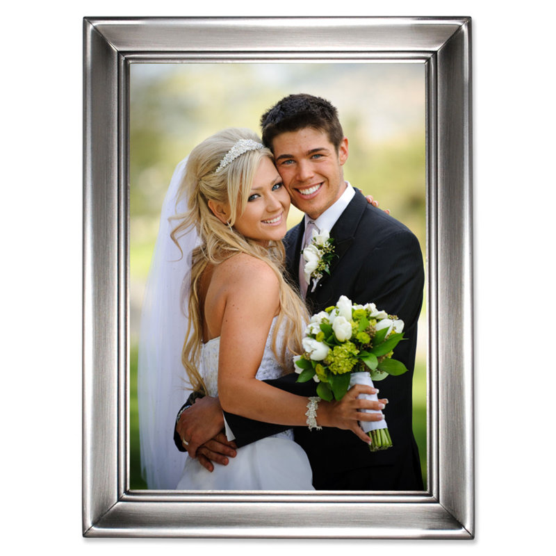 Delaney Silver Metal Beveled Picture Frame, 5" x 7", Brushed Antique Pewter