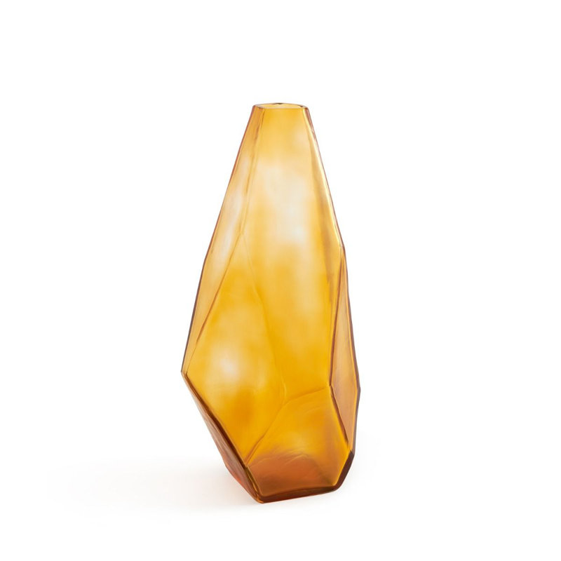Asscher Handmade Glass Table Vase, Amber