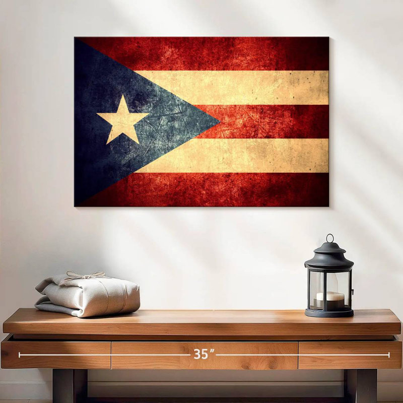 Vieux drapeau portoricain Borges, H 16 po x l 24 po