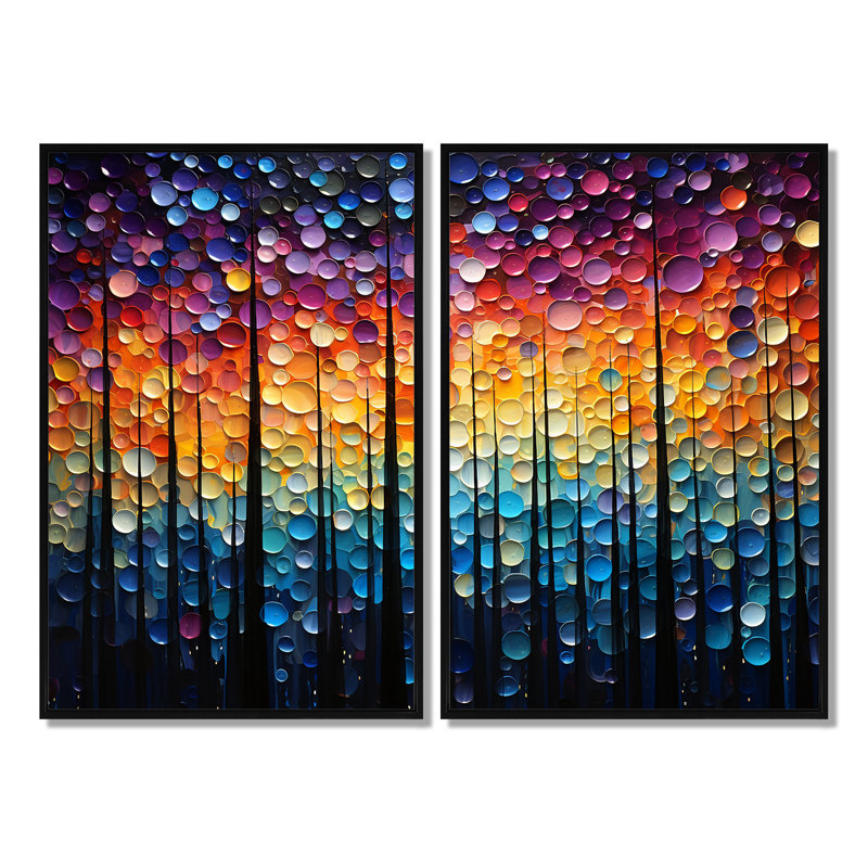 Guraman - grand ensemble de 2 peintures murales sur toile, 36" H x 48" W, Impression encadrée flottante, Black