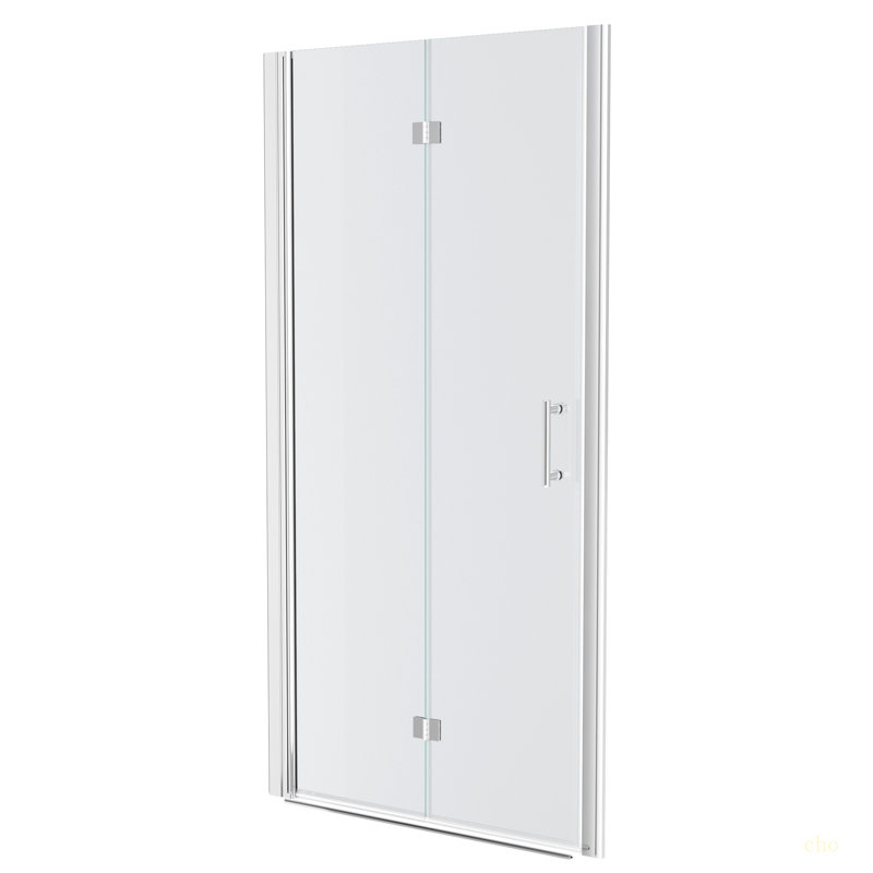 Porte de douche pliante sans cadre 36 po x l 72 po avec verre trempé, Chrome