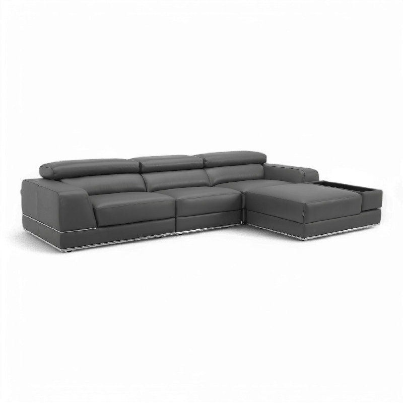 Canapé modulaire Amadeo Éléphant - gris, Cuir gris