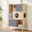 Bibliothèque 2 en 1 pour arbre à chat moderne avec rangement, bibliothèque en bois avec bac à litière, tablettes pour chat avec rangement caché