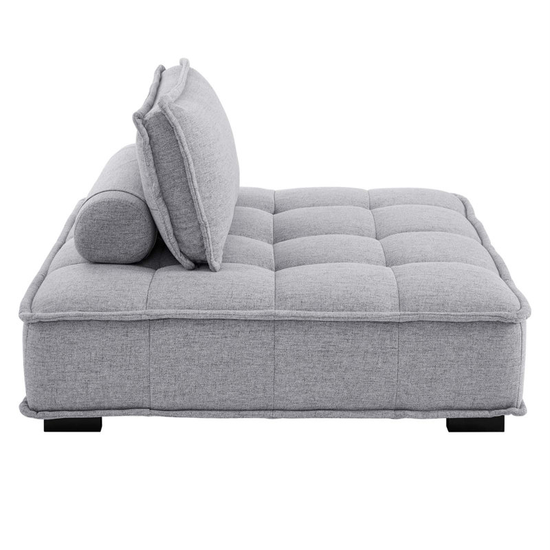 Light Gray Tufted Fabric Four-Piece Sectional Sofa
