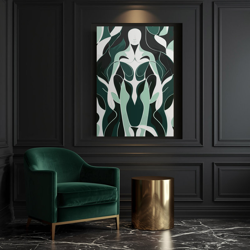 Abstract Figurative 92 Green Canvas Wall Art, 14" H x 11" W