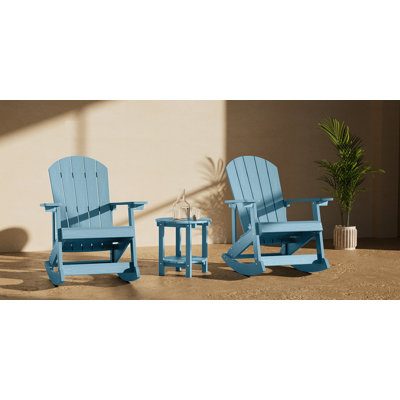 Dereck Resin Rocking Adirondack Chair with Table