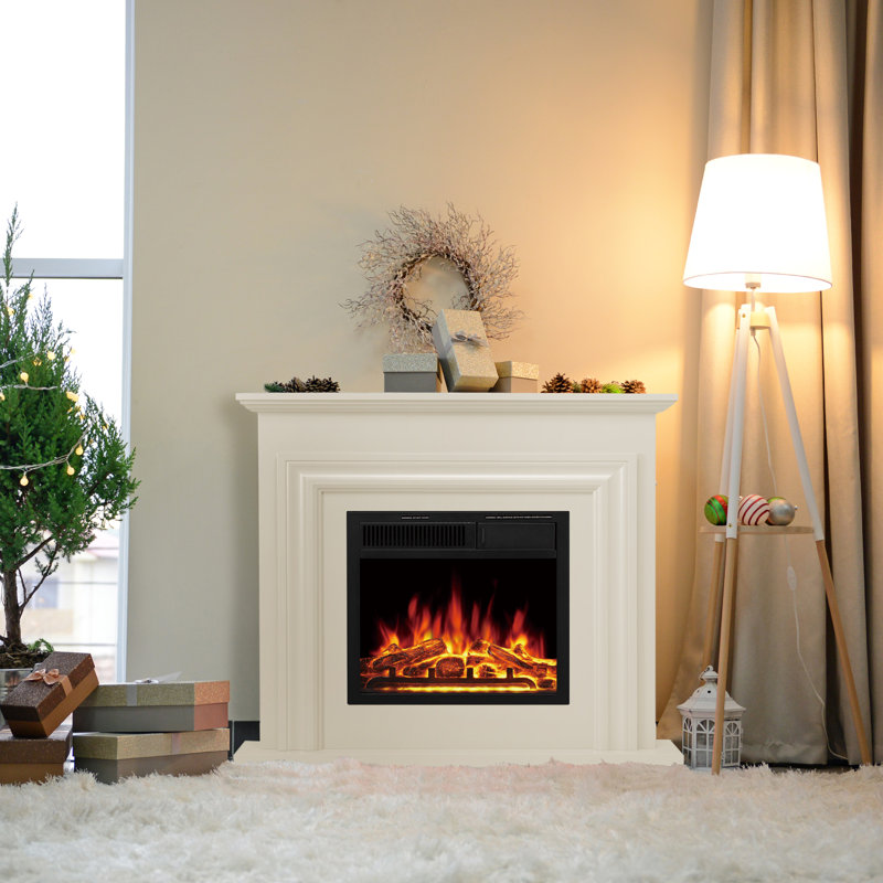 35.35“ Electric Fireplace with Remote Control, Beige