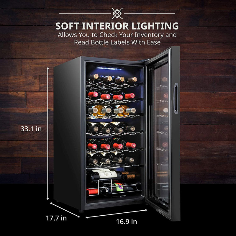 Ivation Single Zone 16.9 " Freestanding 28 Bottle Wine Refrigerator