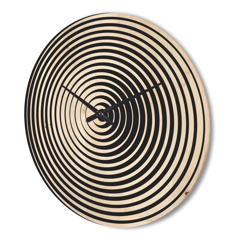 Horloge murale moderne en bois noir et blanc, Grand