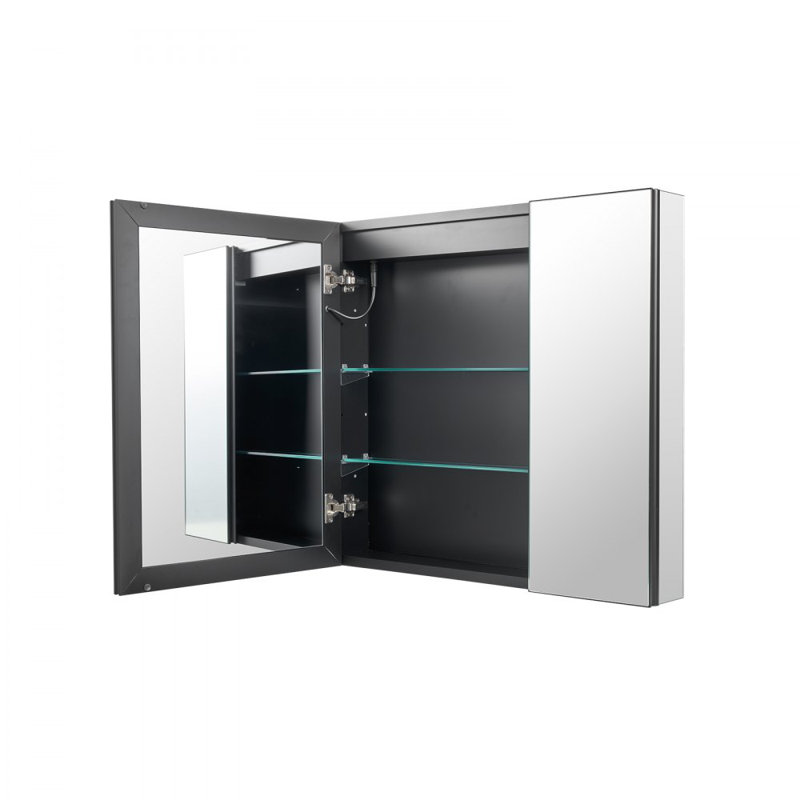 Armoire à pharmacie éclairée avec miroir, encastré ou mural 30 x 28 po, armoire de toilette à DEL à intensité variable 3 couleurs avec miroir en verre trempé HD, tablettes réglables, fonction de désembuage de mémoire