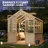 6x8 ft Greenhouse for Outdoors, Large Wooden Greenhouses with Adjustable Roof Vent & PC Panels & Lockable Door, Heavy Duty Spruce Frame Green House for Garden, Backyard, Patio-124934821-124934824