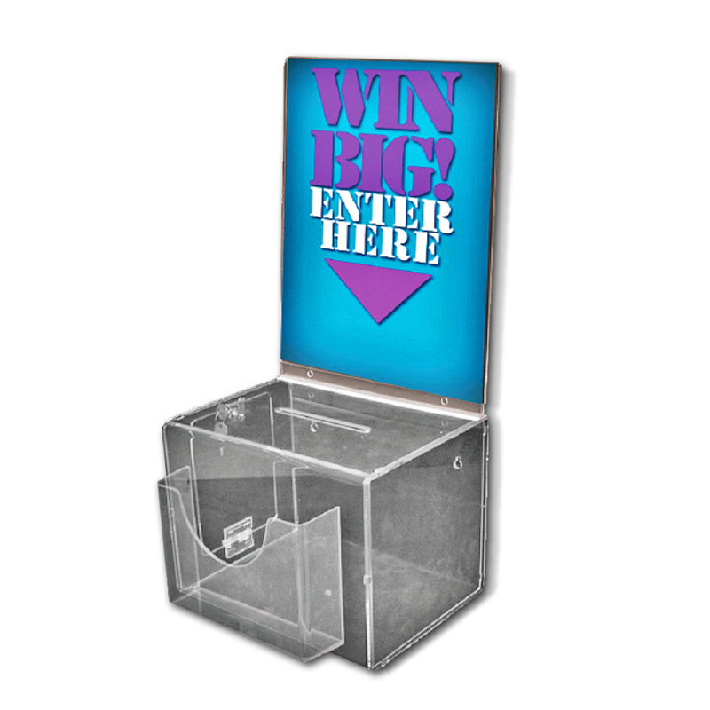 Large Lottery Box with Lock and Keys. Colour: Clear