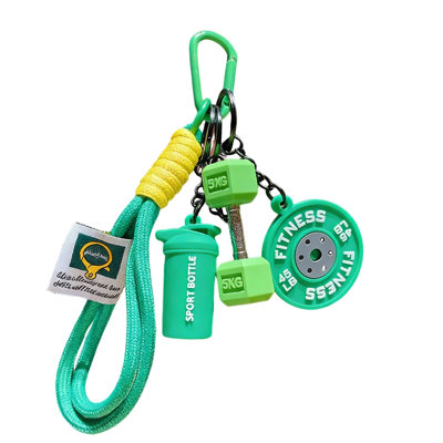 Fitness Keychain Set Sport Barbell Keychain Sport Training Dumbbell Water Cup Gym Peripheral Gift Backpack Pendant
