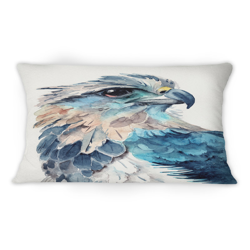 Portrait d'un aigle bleu - Coussin décoratif traditionnel imprimé 1