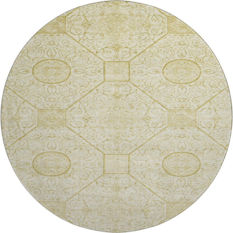 Premium Machine Washable Bucz AMF1748 Geometric Rug, Round 8'