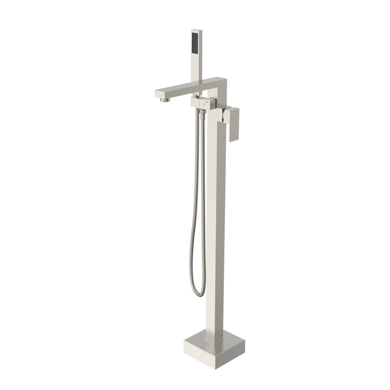 Henry 1 Handle Floor Freestanding Tub Filler with Diverter, Brushed Nickel