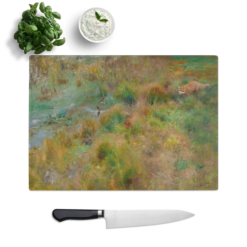Fox Watching the Ducks by Bruno Liljefors Chopping Board, 0.4cm H x 28.5cm W x 39cm L