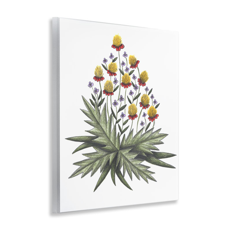 Plaque murale jaune à feuilles et fleurs sauvages, design par Cecilia Battaini