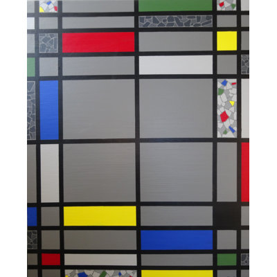One-of-a-Kind Original Anginette 'Mosaic Colour Grid Periphery' Painting on Canvas