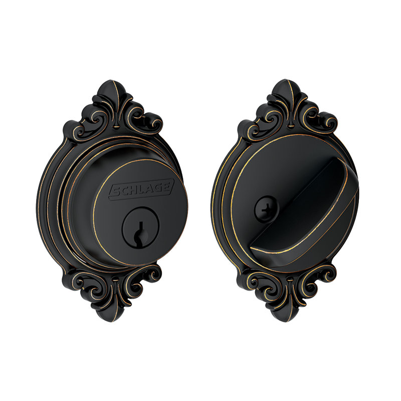 Single Cylinder Deadbolt with Brookshire Trim, Aged Bronze, Keyed Alike, Yes