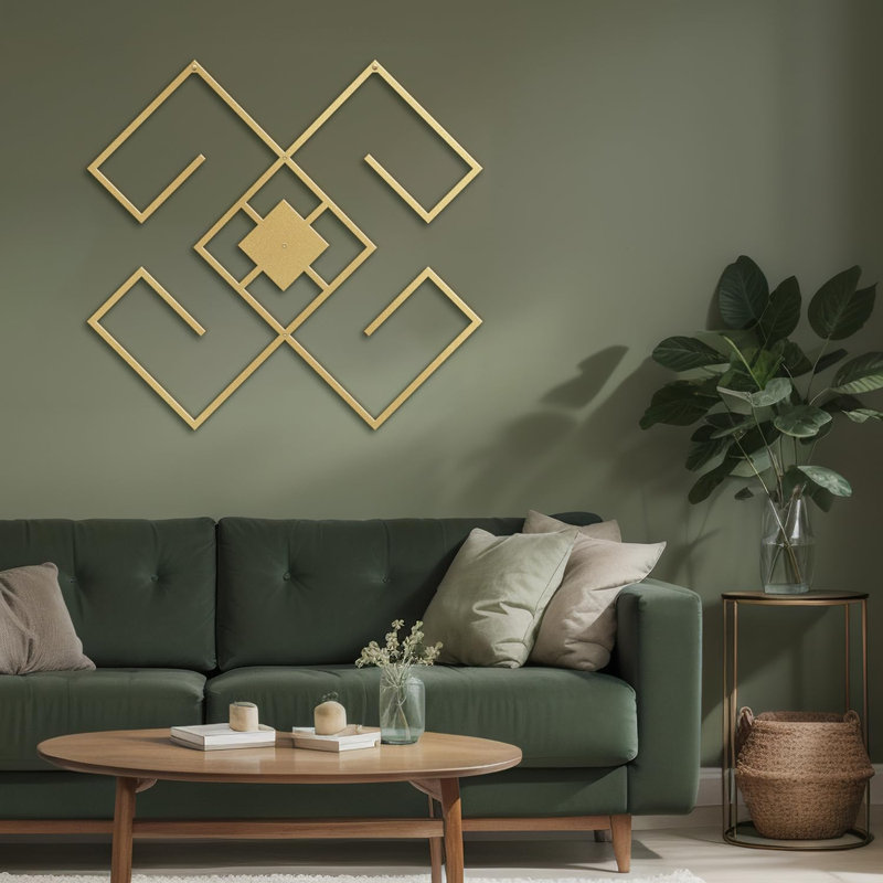 Décoration murale en métal, H 18 po x l 18 po x P 0,05 po, Or