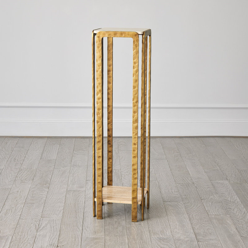 Piédestal Kraft - bronze clair avec travertin