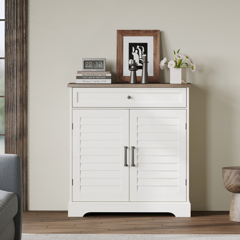 Armoire d'appoint 2 tiroirs avec tiroir, Brun / blanc doux