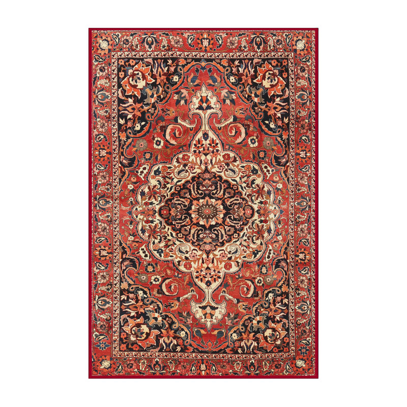 Tapis traditionnel mehroon/noir/crème, Rectangle 3 pi x 5 pi
