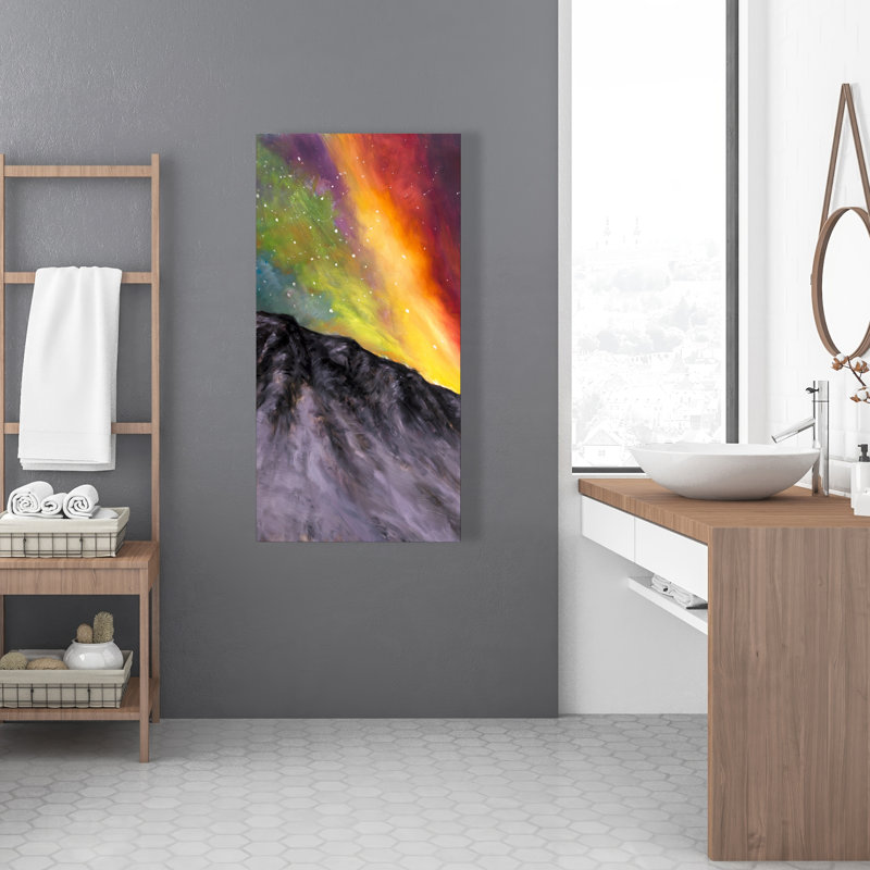 Aurora Borealis in the Mountain - Office Canvas for Home Decor, 48" H x 16" W