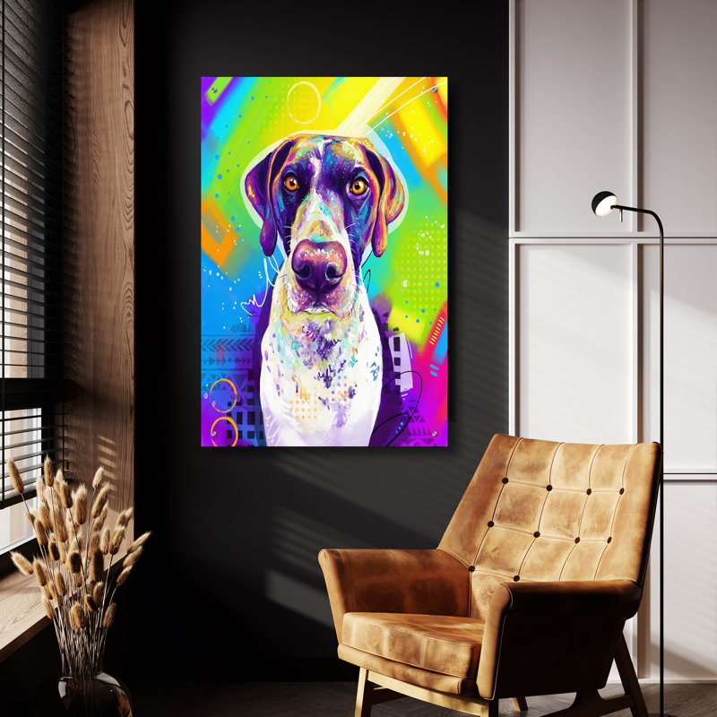 Art mural en verre épique «Pop Art German Shorthaired Pointer» par Furbaby Affiliates, H 36 po x l 24 po x P 0,2 po