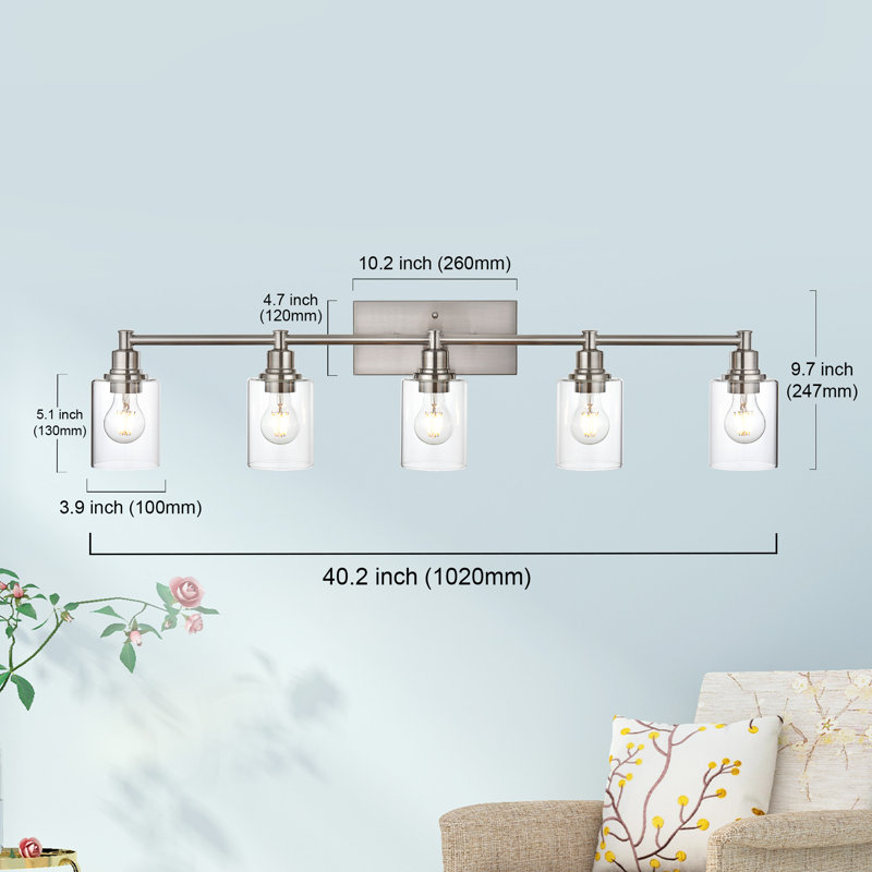 Éclairage pour meuble-lavabo à 5 lumières Fosque, Nickel brossé