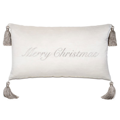 Holiday Embroidered and Tassels Throw Pillow