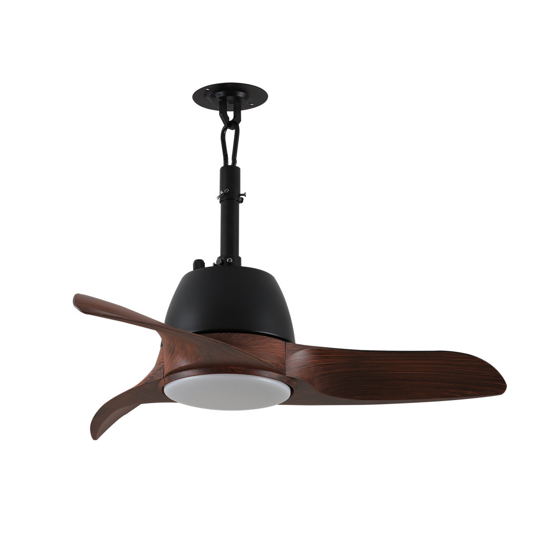 30'' Quiet 3-Blade DC Ceiling Fan with Remote Control and Light Kit, Dimmable 3-CCT LED, 6-Speed for Indoor&Outdoor (Brown)