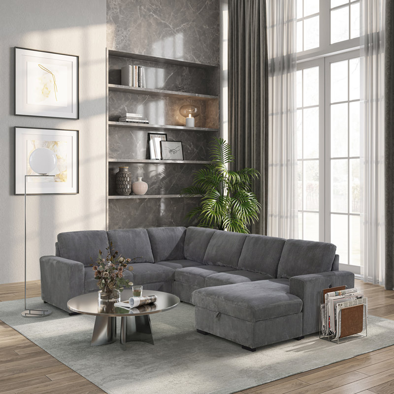 Melody Grey Sectional With Pullout