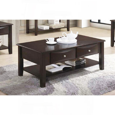Table basse à deux tiroirs en brun