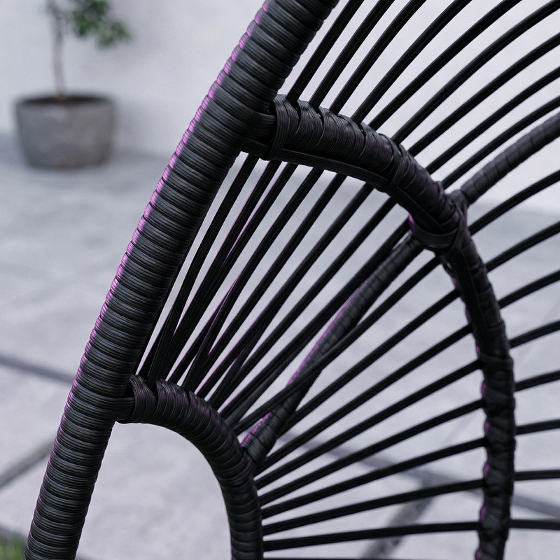 Méridienne d'extérieur moderne en PE avec coussin semi-fermé Modern PE, Noir gris