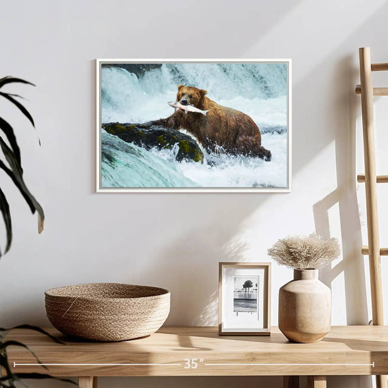 Pêche à l'ours simple, Cadre flottant blanc, 19 po x 13 po