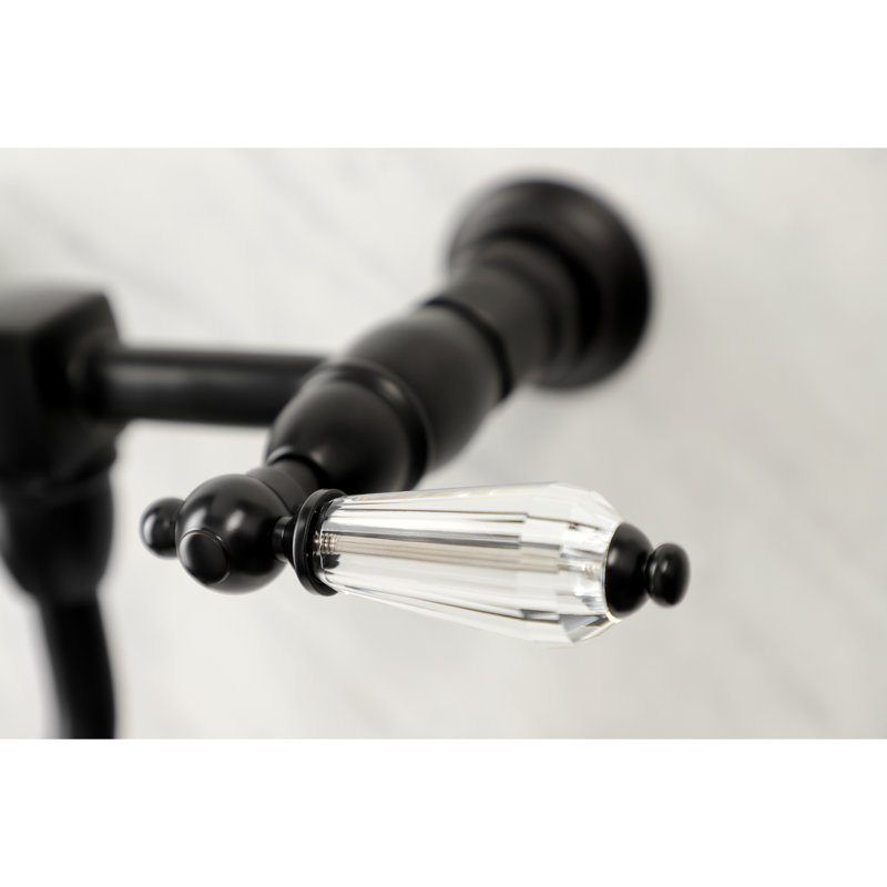 Kingston Brass Wilshire Two-Handle 2-Hole Wall Mount Bathroom Faucet, Matte Black