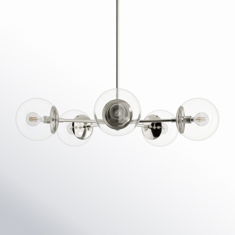 5 - Light Dimmable Sputnik Chandelier, Brushed Nickel